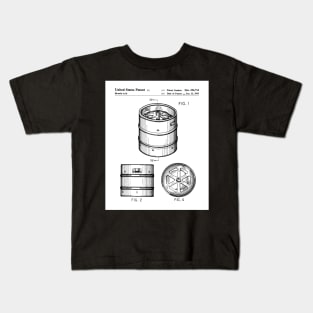 Beer Keg Patent - Beer Lover Craft Ale Art - White Kids T-Shirt